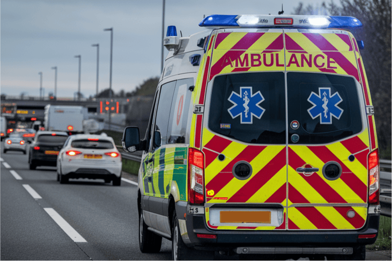 Ambulance on a motorway.