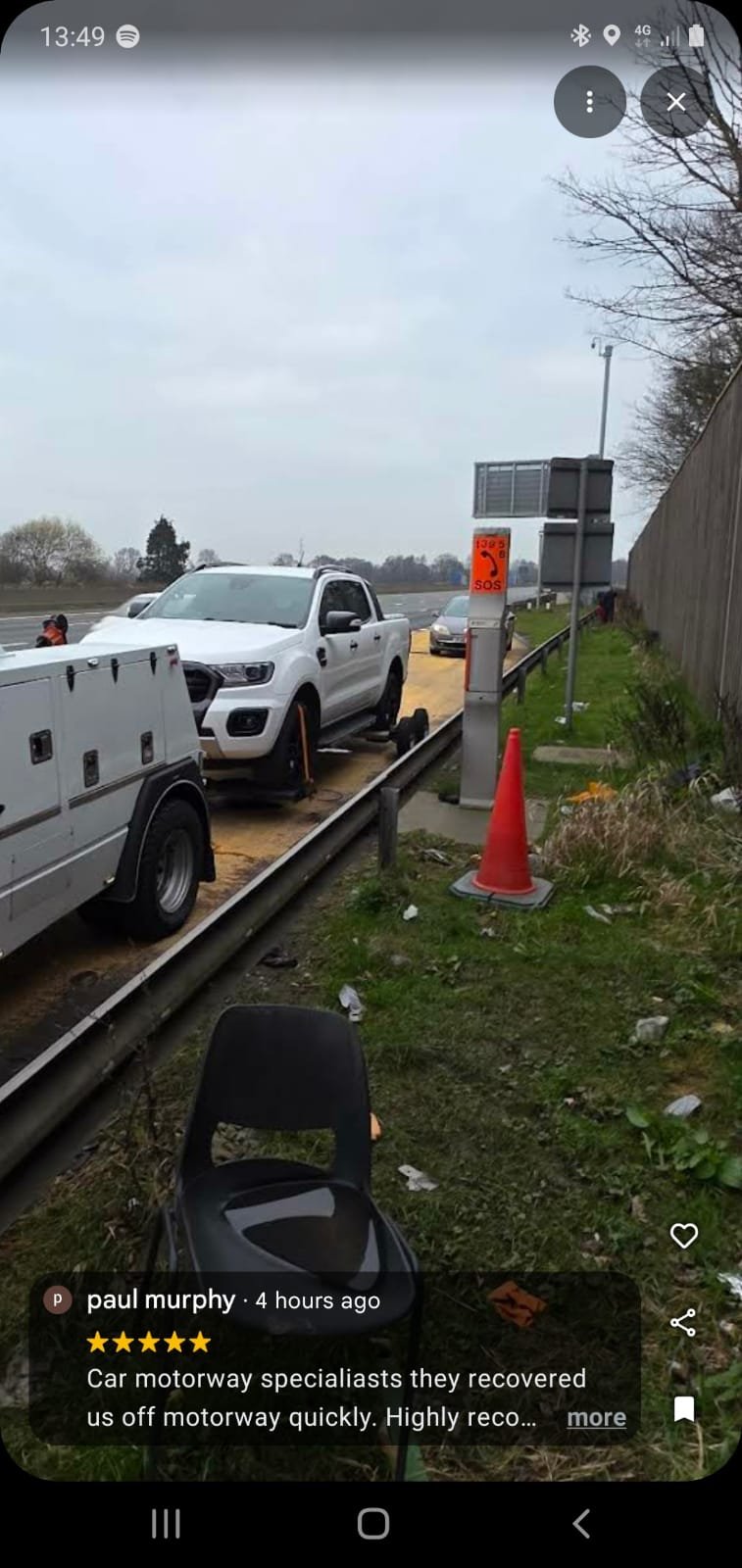 Motorway recovery service in progress.